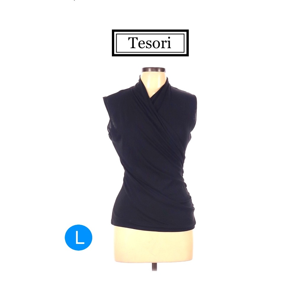 Black Wrap Blouse Sz L